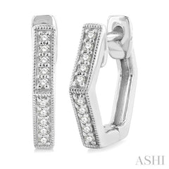 1/8 Ctw Petite Hexagon Round Cut Diamond Fashion Huggies in 10K White Gold
