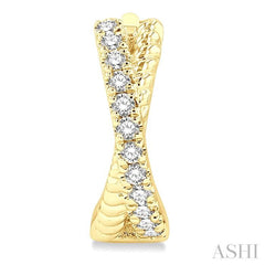 1/6 Ctw Petite Criss Cross Rope and Round Cut Diamond Fashion Huggies in 10K Yellow Gold