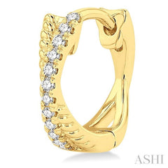 1/6 ctw Petite Crisscross Rope and Round Cut Diamond Fashion Huggies in 10K Yellow Gold