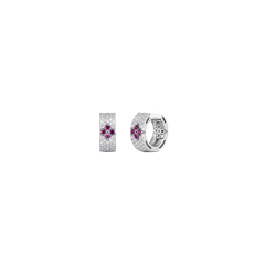 LOVE IN VERONA PAVE DIAMOND AND RUBY SMALL HOOP EARRINGS