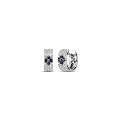 LOVE IN VERONA PAVE DIAMOND AND BLUE SAPPHIRE SMALL HOOP EARRINGS