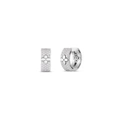 LOVE IN VERONA PAVE DIAMOND AND POLISHED FLOWER HOOP EARRINGS