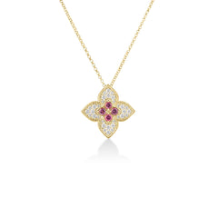 VENETIAN PRINCESS CARNIVAL DIAMOND & RUBELLITE LARGE FLOWER NECKLACE