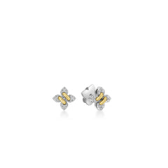 LOVE IN VERONA PETITE PAVE DIAMOND FLOWER STUD EARRINGS