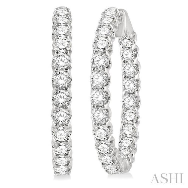 7 Ctw Inside-Out Round Cut Diamond Hoop Earrings in 14K White Gold