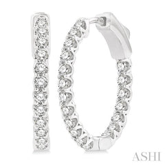 1 Ctw Inside-Out Round Cut Diamond Hoop Earrings in 14K White Gold