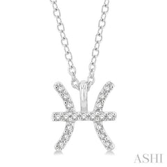 1/20 Ctw Pisces Round Cut Diamond Zodiac Pendant With Chain in 14K White Gold