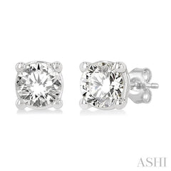 1/3 Ctw Round Cut Diamond Stud Earrings in 14K White Gold