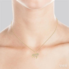 1/8 Ctw Horse Symbol Petite Round Cut Diamond Fashion Pendant With Chain in 10K Yellow Gold