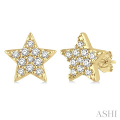 1/10 Ctw Star Round Cut Diamond Petite Fashion Earring in 10K Yellow Gold