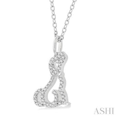 1/8 ctw Petite Dog Motif Round Cut Diamond Fashion Pendant With Chain in 10K White Gold