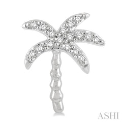 1/10 Ctw Palm Tree Round Cut Diamond Petite Fashion Earring in 14K White Gold