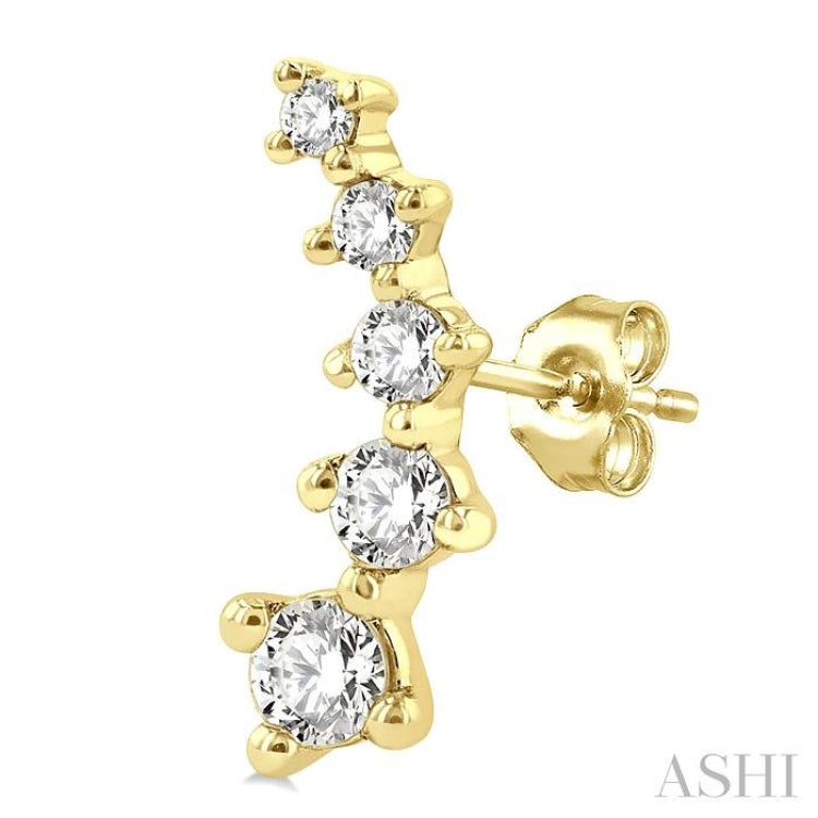 1/4 Ctw Round Cut Diamond Petite Fashion Climbers in 14K Yellow Gold