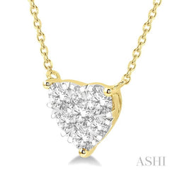 1 Ctw Lovebright Diamond Heart Necklace in 14K Yellow and White Gold