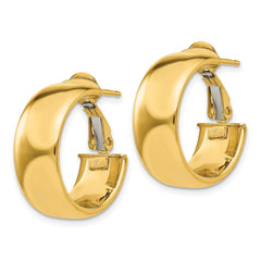 14k 7.75mm Small Omega Back Hoop Earrings