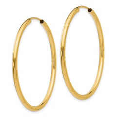 14k Polished Round Endless 2mm Hoop Earrings