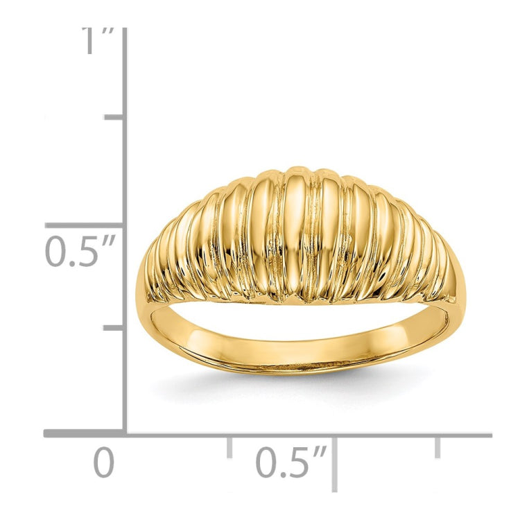 14k High Polished Ribbed Dome Ring