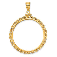 Wideband Distinguished Coin Jewelry 14k Polished Rope 32.7mm x 3mm Screw Top Coin Bezel Pendant