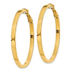 14k 3x40mm Polished Square Tube Round Hoop Earrings