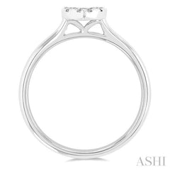 1/8 Ctw Round Cut Diamond Heart Shape Lovebright Ring in 14K White Gold