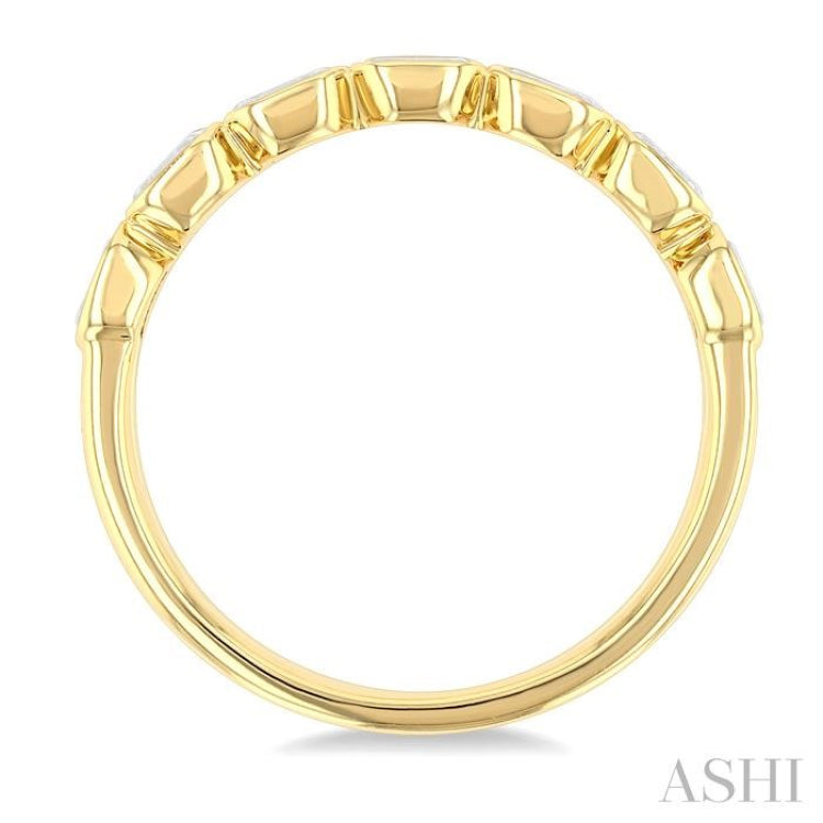 3/4 Ctw East-West Emerald Cut Bezel Diamond Fashion Band in 14K Yellow Gold