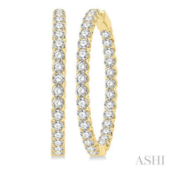 10 Ctw Inside-Out Round Cut Diamond 1 1/2 Inch Hoop Earrings in 14K Yellow Gold