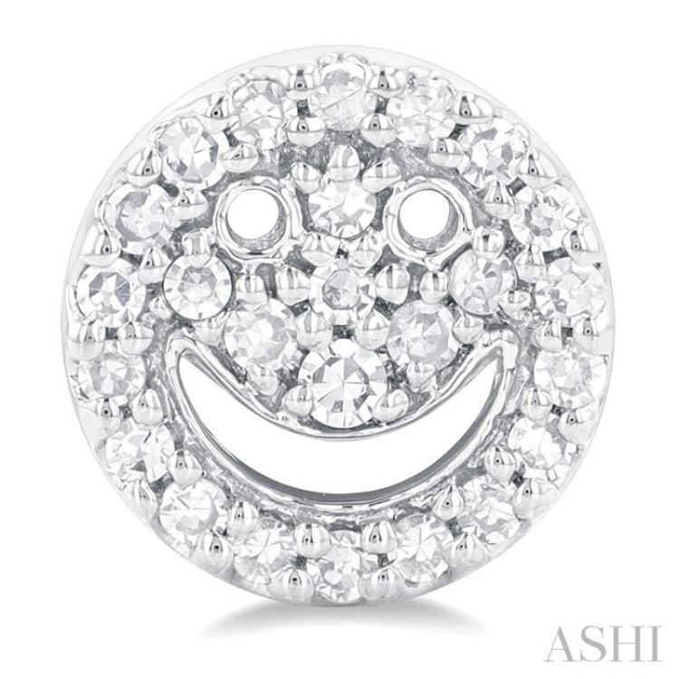 1/6 ctw Petite Smiley Round Cut Diamond Fashion Stud Earring in 10K White Gold