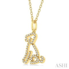 1/6 ctw Petite Sitting Dog Round Cut Diamond Fashion Pendant With Chain in 10K Yellow Gold