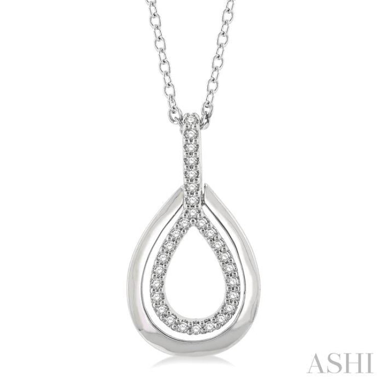 1/10 Ctw Petite Pear Shape Round Cut Diamond Fashion Pendant With Chain in 10K White Gold
