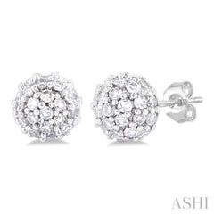 1/5 ctw Petite Disco Ball Round Cut Diamond Fashion Stud Earring in 10K White Gold