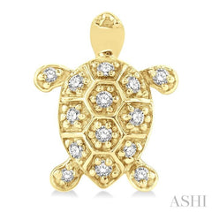 1/6 ctw Petite Turtle Round Cut Diamond Fashion Stud Earring in 10K Yellow Gold