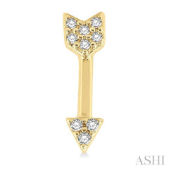 1/20 ctw Petite Arrow Round Cut Diamond Fashion Stud Earring in 10K Yellow Gold