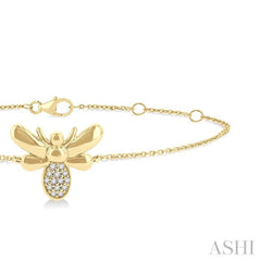 1/20 Ctw Petite Bumble Bee Round Cut Diamond Fashion Bracelet in 10K Yellow Gold