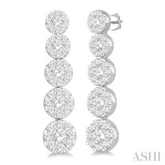 1 1/6 Ctw Lovebright Round Cut Diamond Earrings in 14K White Gold