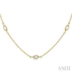 1 Ctw Marquise Cut Diamond Fashion Necklace in 14K Yellow Gold