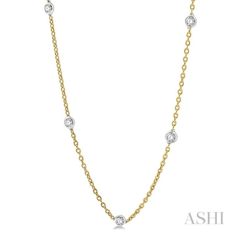 1 1/2 Ctw Round Cut Diamond Fashion Necklace in 14K Yellow and White Gold