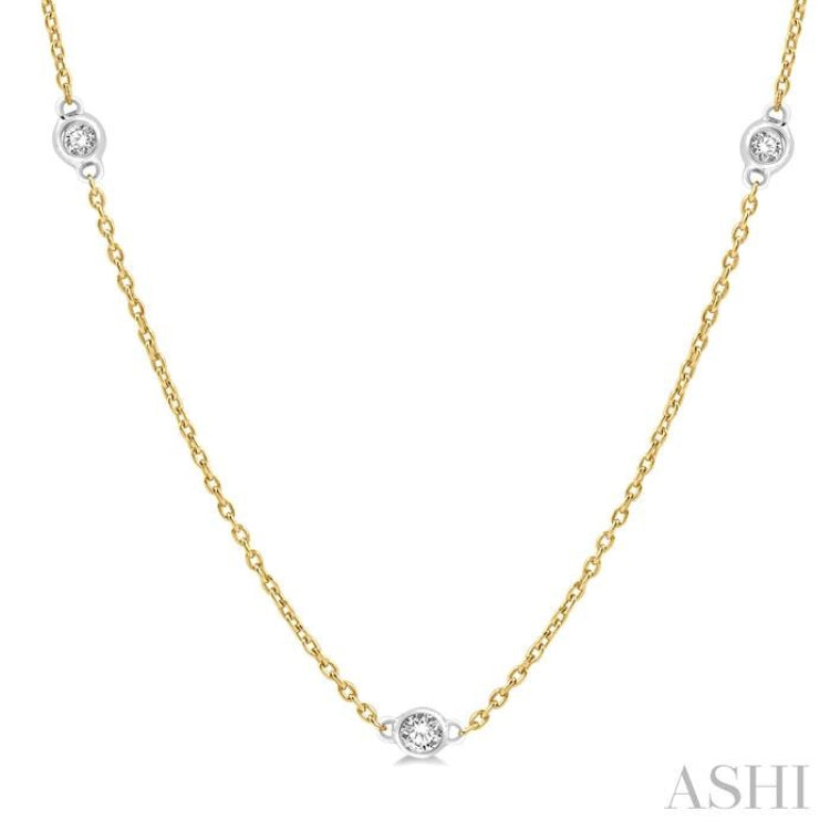 1/2 Ctw Round Cut Diamond Fashion Necklace in 14K Yellow and White Gold