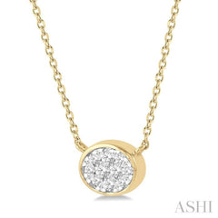 1/6 Ctw Oval Shape Lovebright Diamond Necklace in 14K Yellow and White Gold