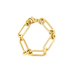 DESIGNER GOLD OVAL AND ROUND LINK BRACELET
