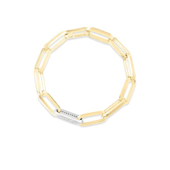 DESIGNER GOLD AND DIAMOND RECTANGULAR PAPERCLIP LINK BRACELET