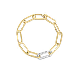 DESIGNER GOLD DIAMOND AND PAPERCLIP LINK BRACELET