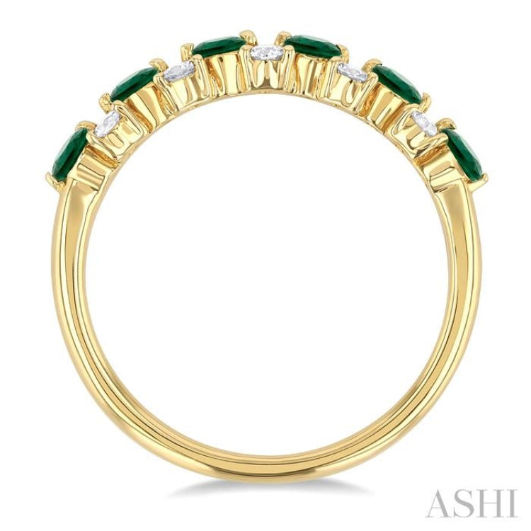 1/3 ctw Round Cut 2.7MM Emerald and Diamond Precious Band in 14K Yellow Gold