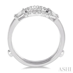 1/2 ctw Double Arch Baguette and Round Cut Diamond Insert Ring in 14K White Gold