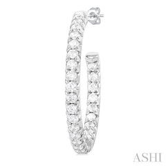 1 1/2 Ctw French Pave Set Round Cut Diamond Fashion Half Hoop Earring in 14K White Gold