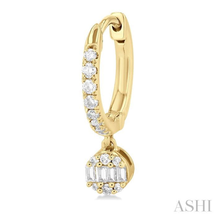 1/3 ctw Petite Round Shape Fusion Diamond Fashion Huggies in 10K Yellow Gold