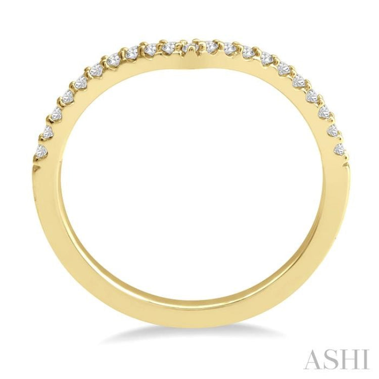 1/6 Ctw Curve V-Drop Round Cut Diamond Ladies Ring in 14K Yellow Gold