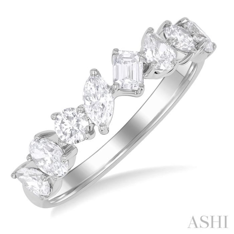 1 1/10 ctw Mixed Shape Diamond Fashion Ring in 14K White Gold