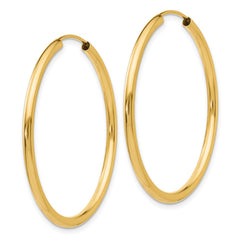 14k Polished Round Endless 2mm Hoop Earrings