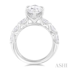 1 1/10 Ctw Marquise Shape Marquise and Round Cut Diamond Semi Mount Engagement Ring in 14K White Gold