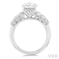 1 1/4 Ctw Oval Shape Oval and Round Cut Diamond Semi Mount Engagement Ring in 14K White Gold